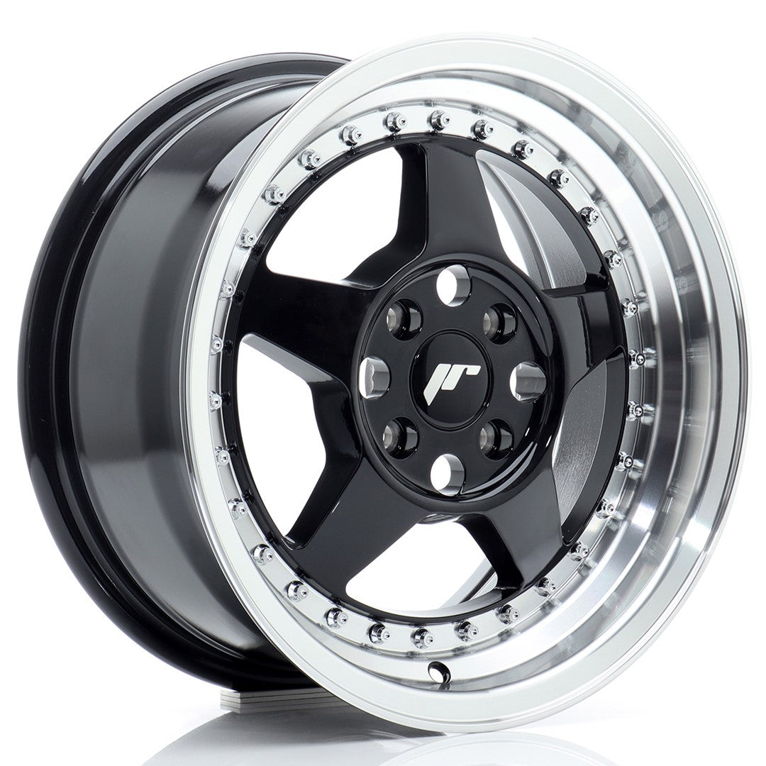 JR Wheels JR615704H3567GBL1 JR Wheels JR6 15x7 ET35 4x100 Gloss Black w/ Machined Lip