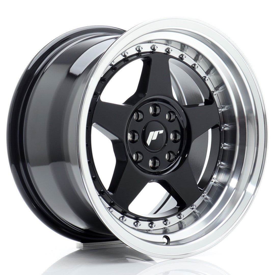 JR Wheels JR6169142067GBL1 JR Wheels JR6 16x9 ET20 4x100/108 Gloss Black w/ Machined Lip