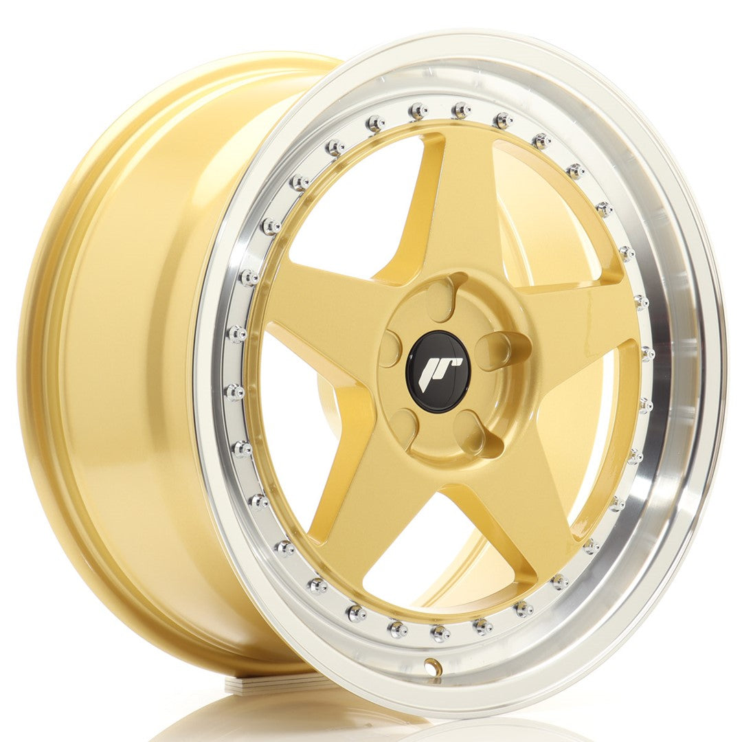 JR Wheels JR61880F15X2072GDL1 JR Wheels JR6 18x8 ET20-35 5H BLANK Gold w/ Machined Lip