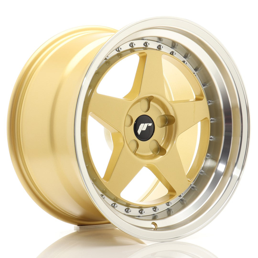 JR Wheels JR61805F35X0072GDL1 JR Wheels JR6 18x10,5 ET0-25 5H BLANK Gold w/ Machined Lip