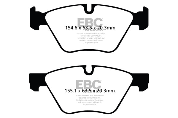 EBC BMW E60 E61 Yellowstuff 4000 Series Front Sport Brake Pads & Premium OE Replacement Plain Discs Kit - ATE Caliper (520i, 523i & 525i) | Duco Car Parts UK