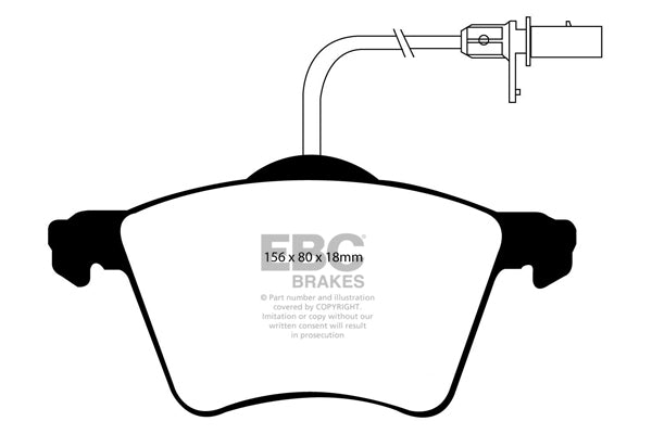 EBC Ford Seat Volkswagen Greenstuff 2000 Series Sport Front Brake Pads - ATE Caliper (Inc. MK1 Galaxy, 7M Alhambra, 7M Sharan & Commercial Transporter Kombi) | Duco Car Parts UK