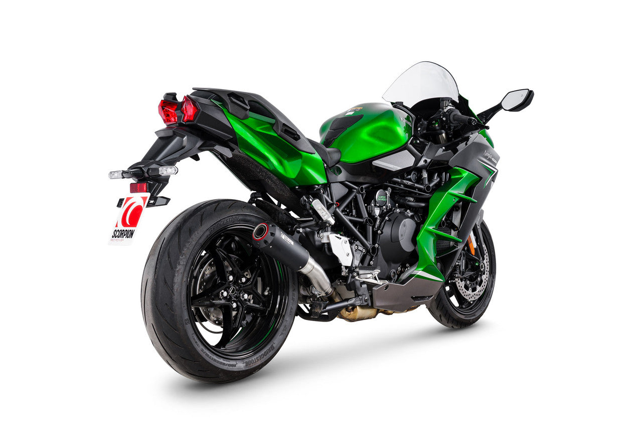 Scorpion PKA147BCER Red Power Slip-on Black Ceramic Coated Sleeve - Ninja H2 SX - 2022