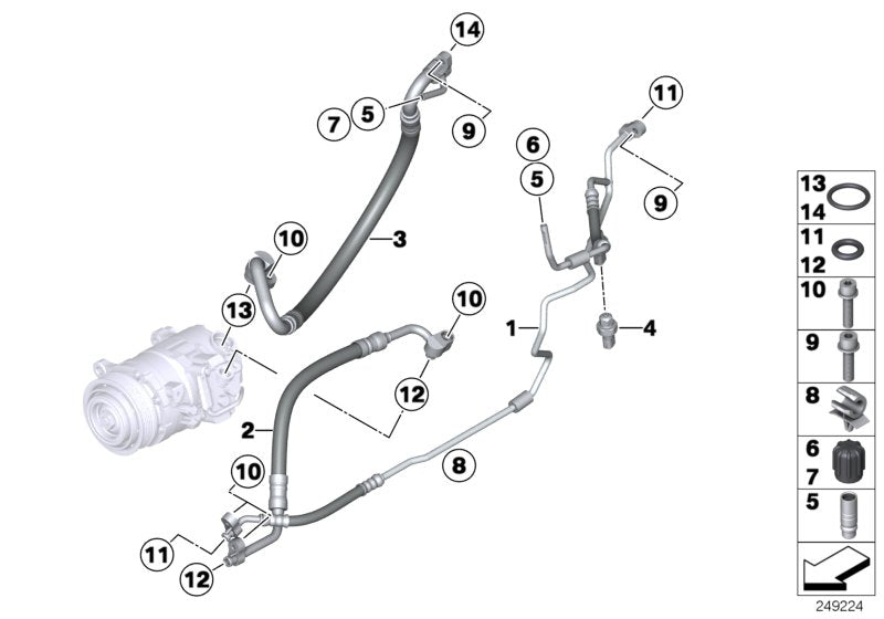 Genuine BMW 64539382727 F25 F26 Pressure Hose Assy Compressor-Condenser R1234YF (Inc. X3) | Duco Car Parts UK UK Car Parts