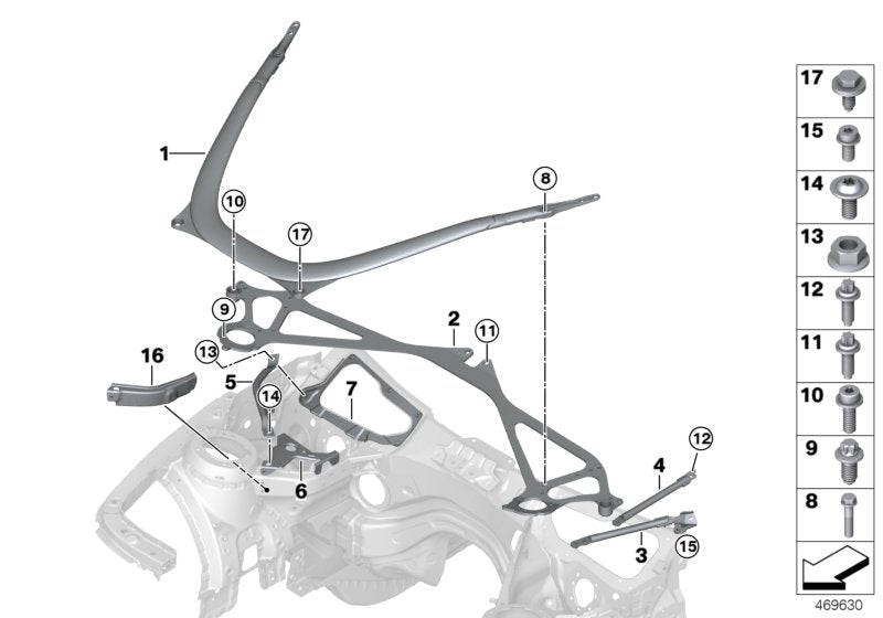 Genuine BMW 31122284858 Extension, Strut Tower Brace, Right | Duco Car Parts UK Car Parts