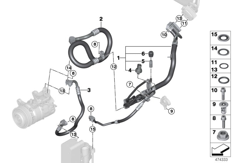 Genuine BMW 64539337126 F21 Refrigerant Line, Dual Line R1234YF (Inc. 330i, 220i & 320i) | Duco Car Parts UK UK Car Parts