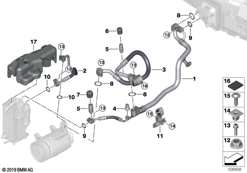 Genuine BMW 64539890099 G16 G30 G31 Suction Pipe Evaporator-Compressor R1234YF (Inc. 540iX, 740LiX & 630iX) | Duco Car Parts UK UK Car Parts