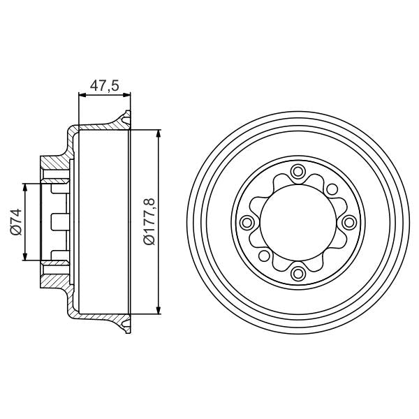 BOSCH 0986477154 Brake Drum
