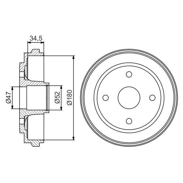 BOSCH 0986477264 Brake Drum
