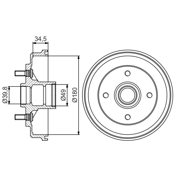BOSCH 0986477159 Brake Drum