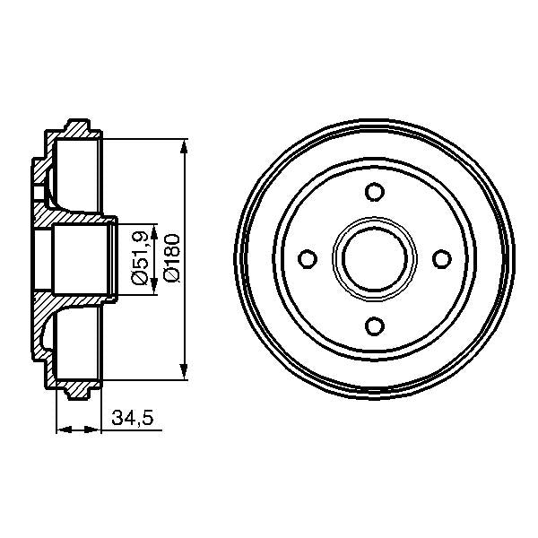 BOSCH 0986477128 Brake Drum