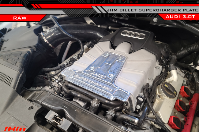 JHM JHM-06E103927K-RAW Supercharger Plate - Replaces factory cover - Billet (JHM) RAW for B8 S4-S5 Q5-SQ5 C7 A6-A7 D4 A8 and 4L Q7 3.0T