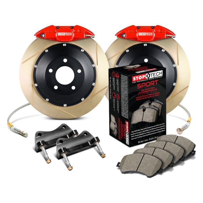 StopTech 83.843.002G.73 Sport Big Brake Kit - Rear - 345x28mm Slotted & Zinc Coated - ST-22 Red