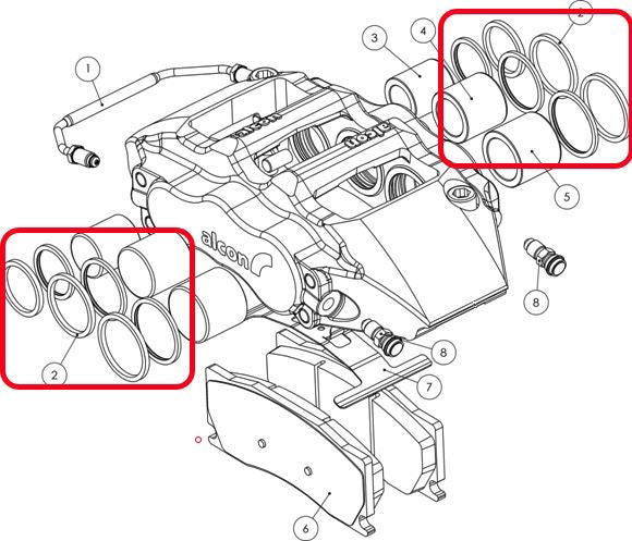Alcon CSK273238EW601 Calliper Piston Seal Kit - Front 6-Piston Callipers