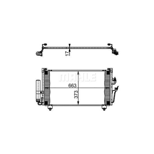 MAHLE ORIGINAL AC 361 000S Air conditioning condenser for MITSUBISHI Outlander I Off-Road (CU) with dryer, with seal ring