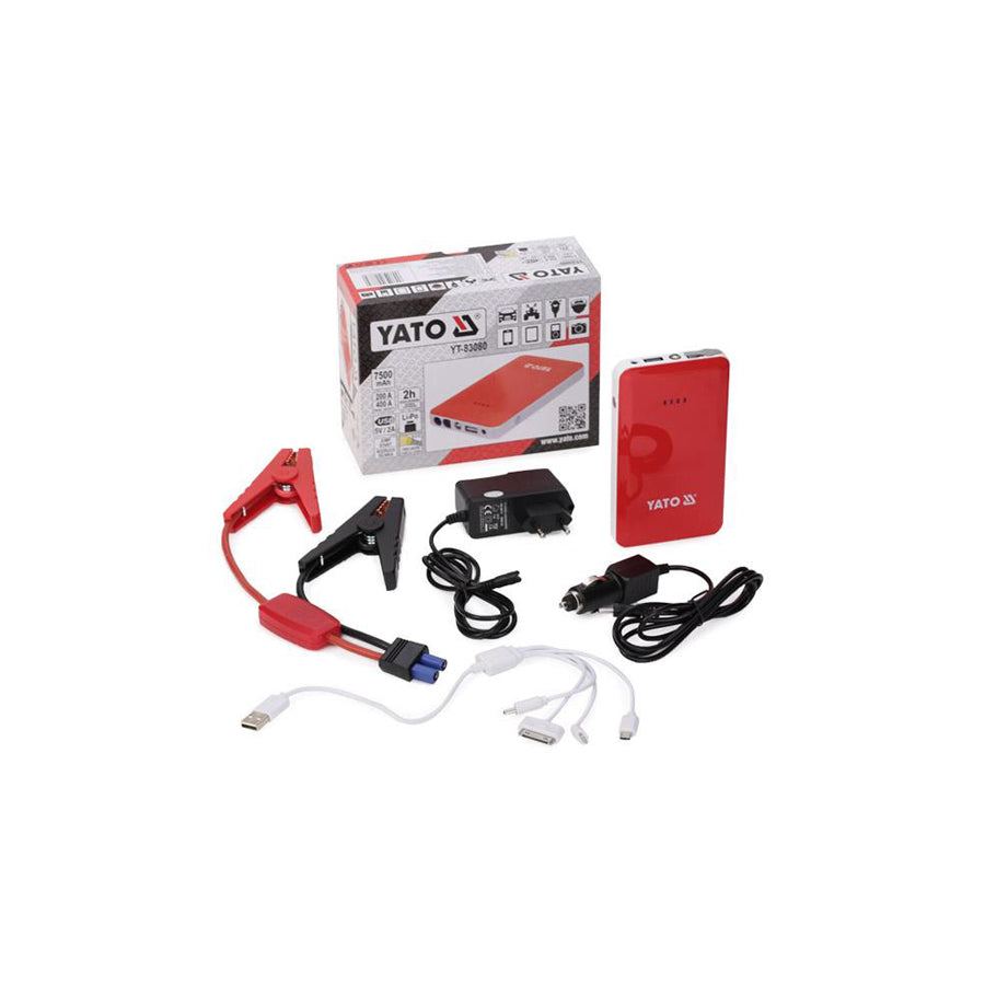 YATO YT-83080 Battery Charger portable, with jump starter, 12, 6V, 7,5Ah
