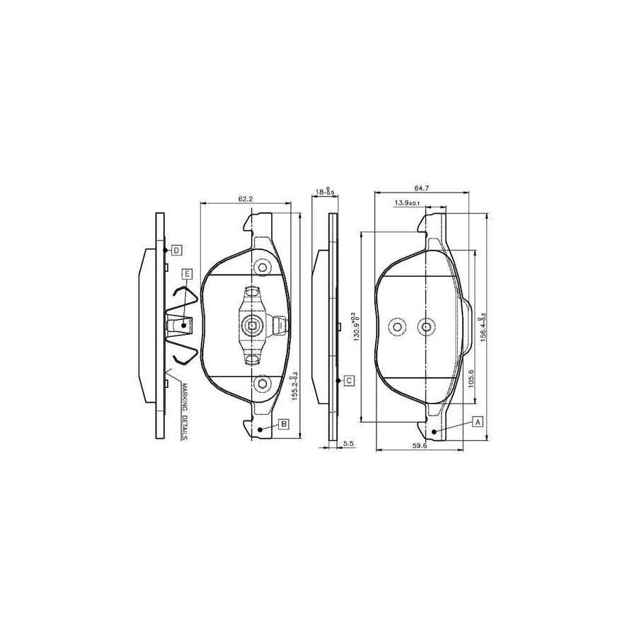 Bosch 0986Tb2877 Brake Pad Set Excl Wear Warning Contact