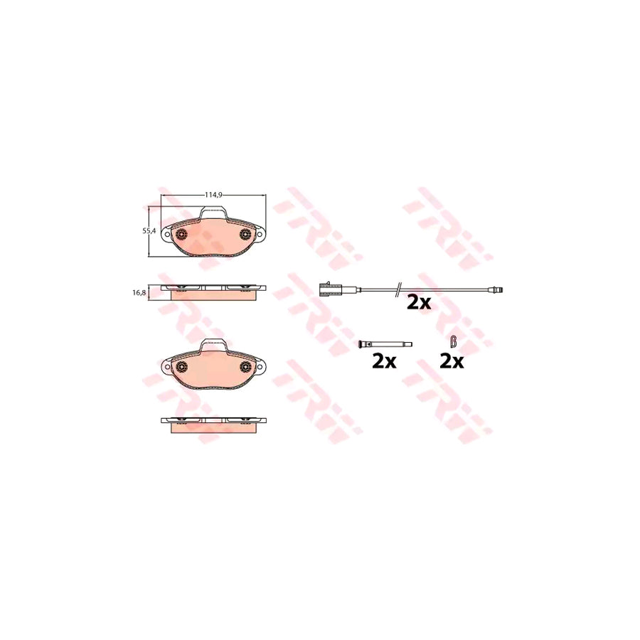 TRW Gdb2141 Brake Pad Set For Fiat 500 Hatchback 312 Incl Wear Warning Contact With Accessories