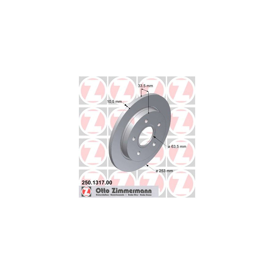 ZIMmERMANN 250 1317 00 Brake Disc for FORD SCORPIO Solid