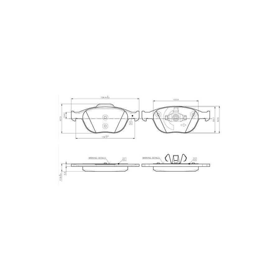 Bosch 0986Tb2446 Brake Pad Set Excl Wear Warning Contact With Accessories