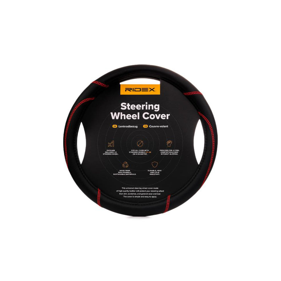 RIDEX 4791A0139 Steering wheel cover Black, Red, ?: 37-39cm, PVC