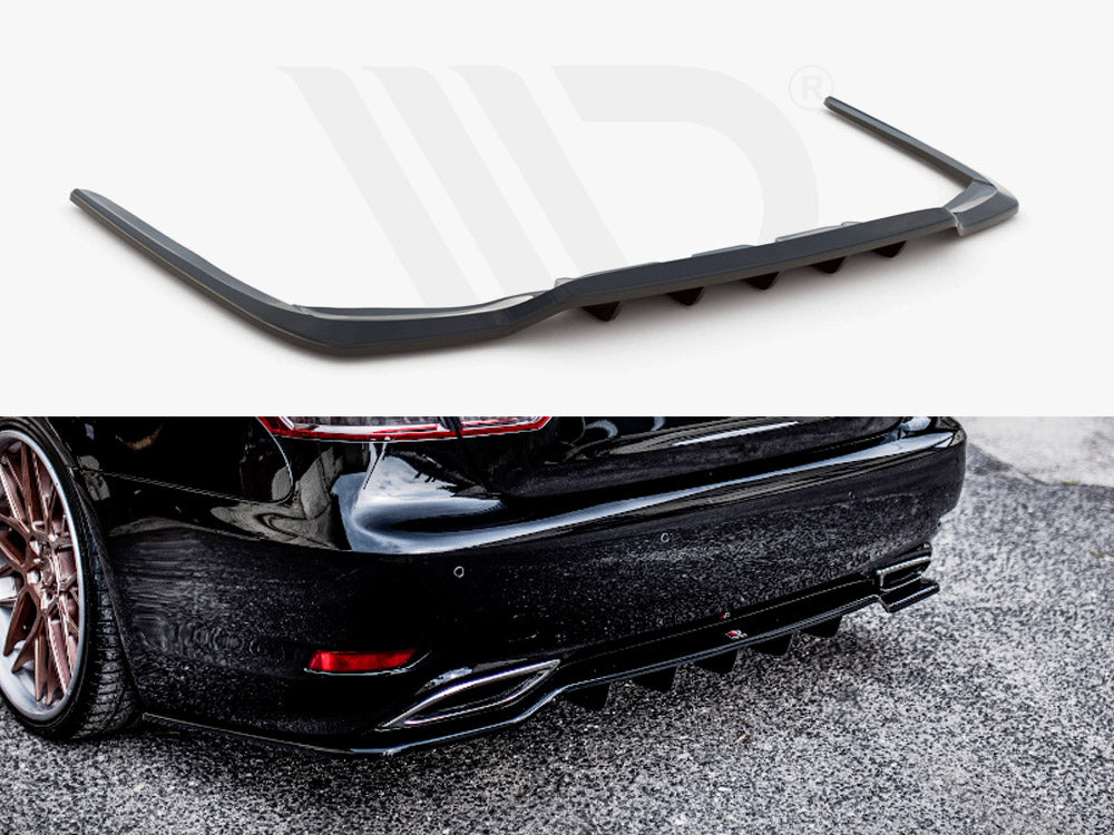 Maxton Design LE-LS-4F-RD1T Central Rear Splitter (w/ Vertical Bars) Lexus LS MK4 Facelift | Duco Car Parts UK Car Parts