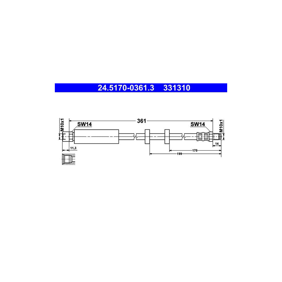 ATE 24 5170 0361 3 Brake Hose 361Mm M10X1 