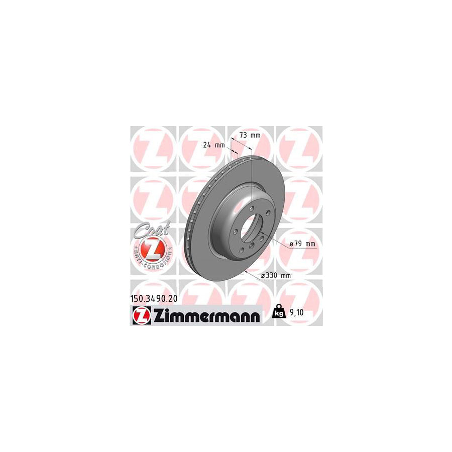 ZIMmERMANN COAT Z 150 3490 20 Brake Disc for BMW Z4 Roadster E89 Internally Vented Coated High carbon