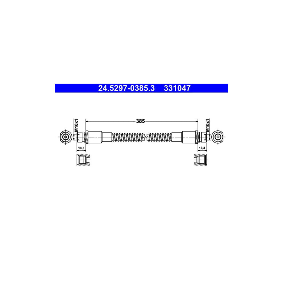ATE 24 5297 0385 3 Brake Hose for LAND ROVER Discovery I LJ 385Mm