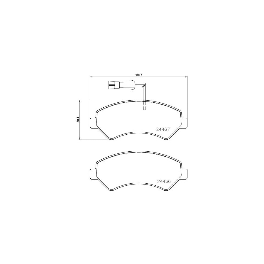 Hella 8DB 355 023 011 Brake Pad Set For Fiat Ducato With Integrated Wear Warning Contact With Brake Caliper Screws With Accessories