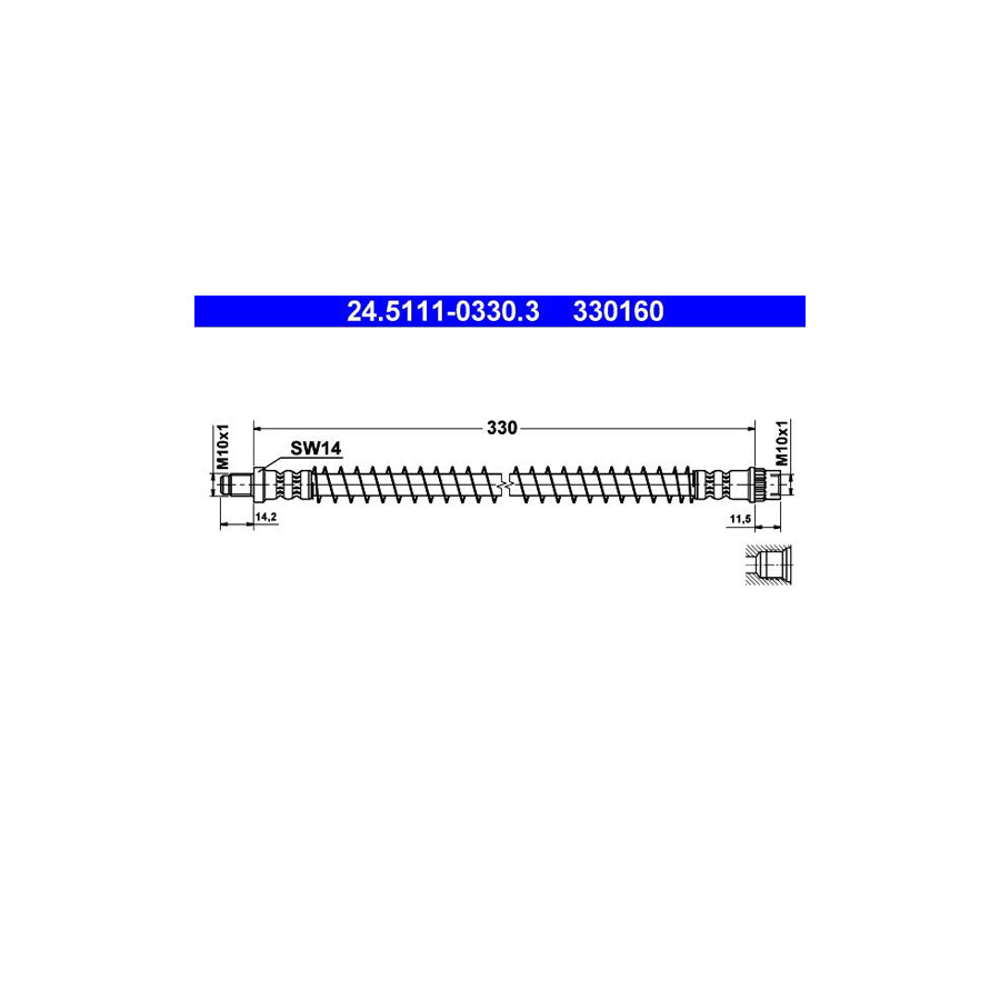 ATE 24 5111 0330 3 Brake Hose 330Mm M10X1 