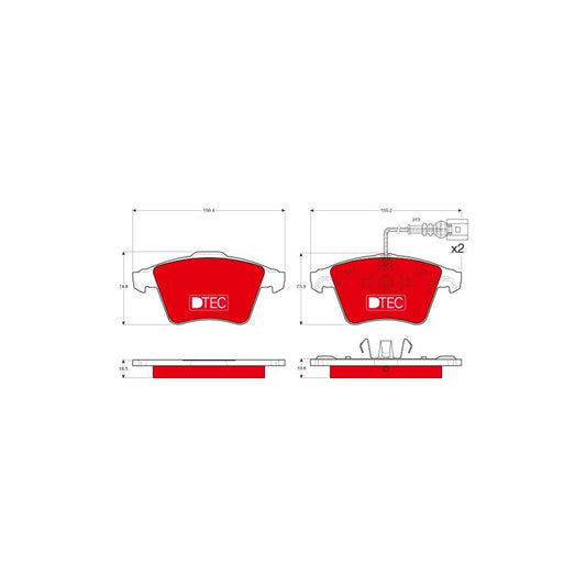TRW Dtec Cotec Gdb1651Dte Brake Pad Set For Vw Touareg I 7La 7L6 7L7 Incl Wear Warning Contact
