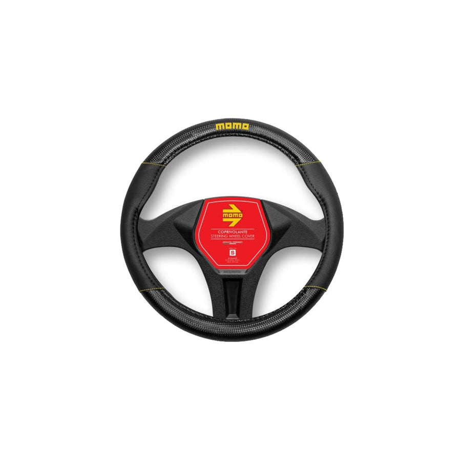 Momo CARBON SWC013BY Steering wheel cover Black, Yellow, ?: 38-39cm, PVC