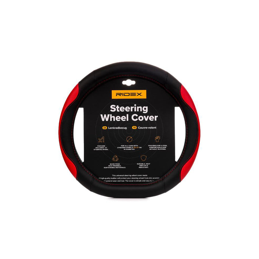RIDEX 4791A0142 Steering wheel cover Black, Red, ?: 35-37cm, PU (Polyurethane)