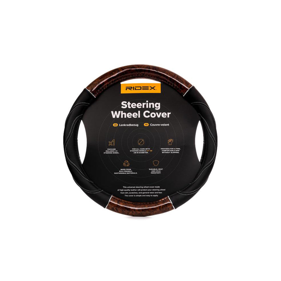 RIDEX 4791A0141 Steering wheel cover Black, Brown, ?: 37-39cm, PVC