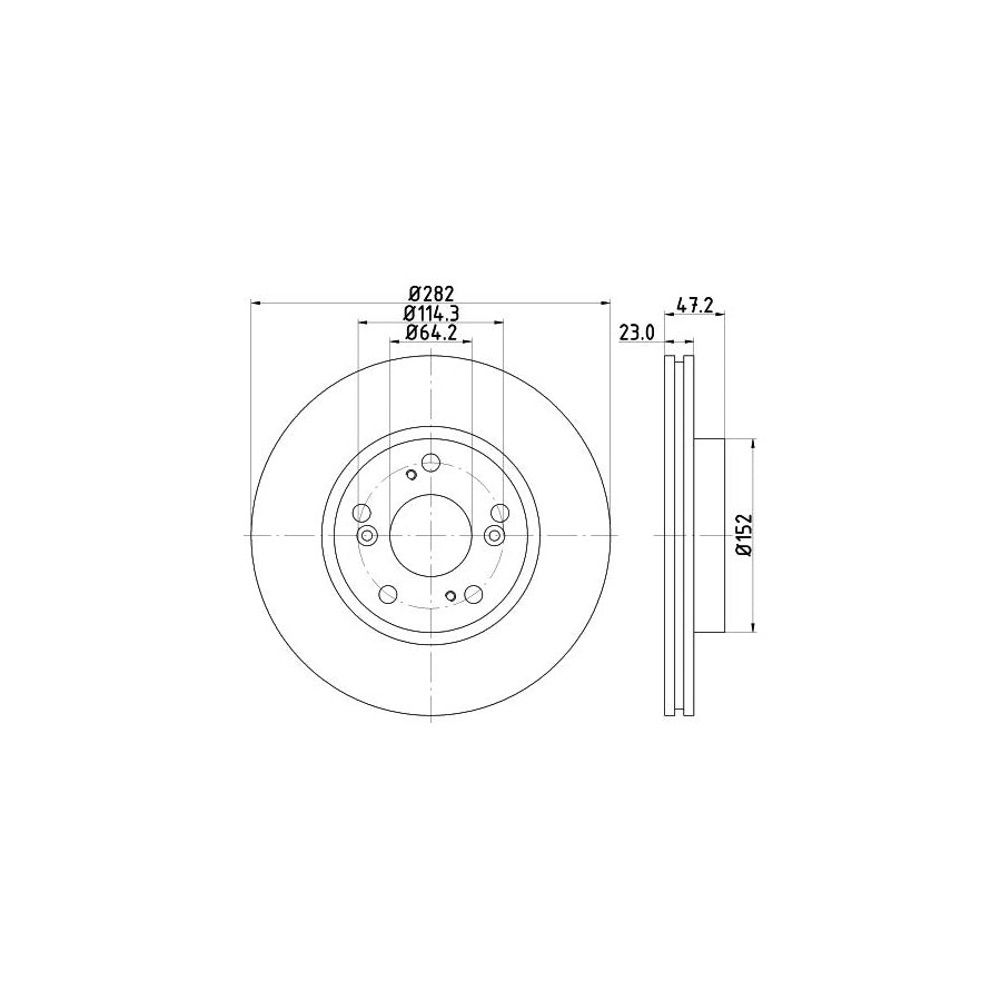 HELLA PRO 8DD 355 118 131 Brake Disc Internally Vented Coated without wheel hub without wheel studs