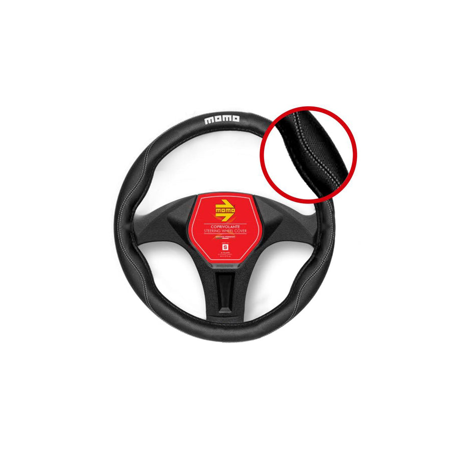 Momo COMFORT SWC011BW Steering wheel cover Black, White, ?: 38-39cm, PVC