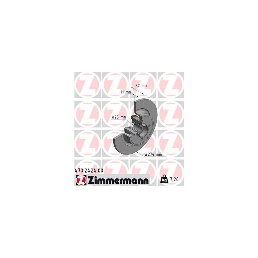 ZIMmERMANN 470 2424 00 Brake Disc Solid with ABS sensor ring with wheel bearing