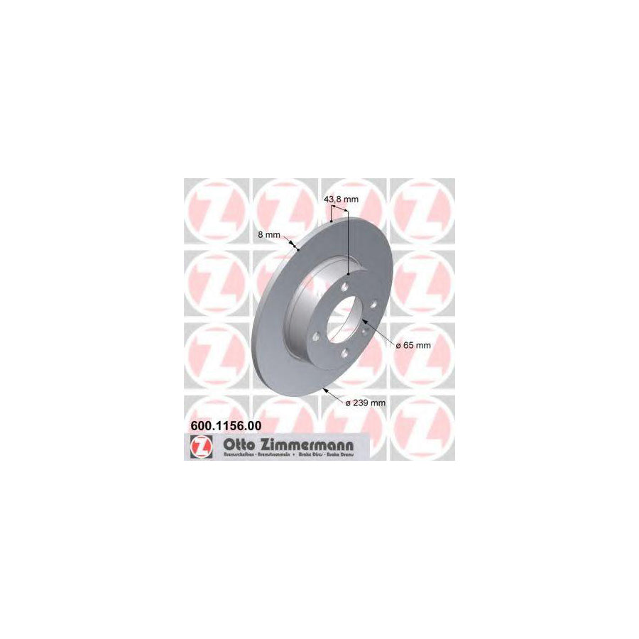 ZIMmERMANN 600 1156 00 Brake Disc Solid