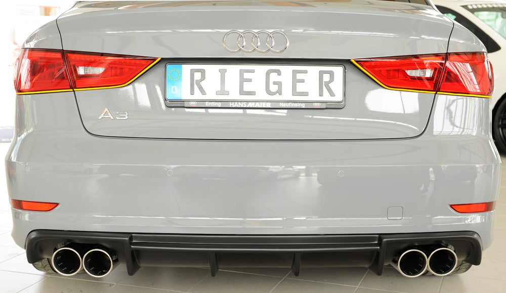 Rieger 00056808 Audi 8V A3 Rear Diffuser for Twin Tailpipe Left & Right -  Matte Black