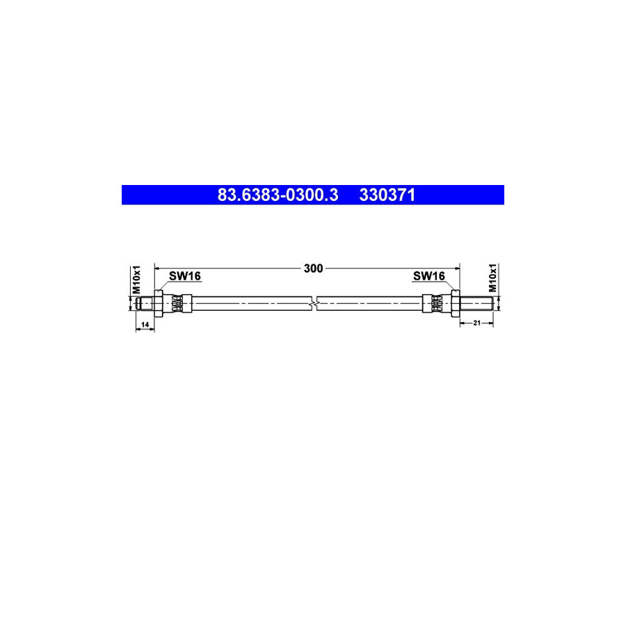 ATE 83 6383 0300 3 Brake Hose 300Mm