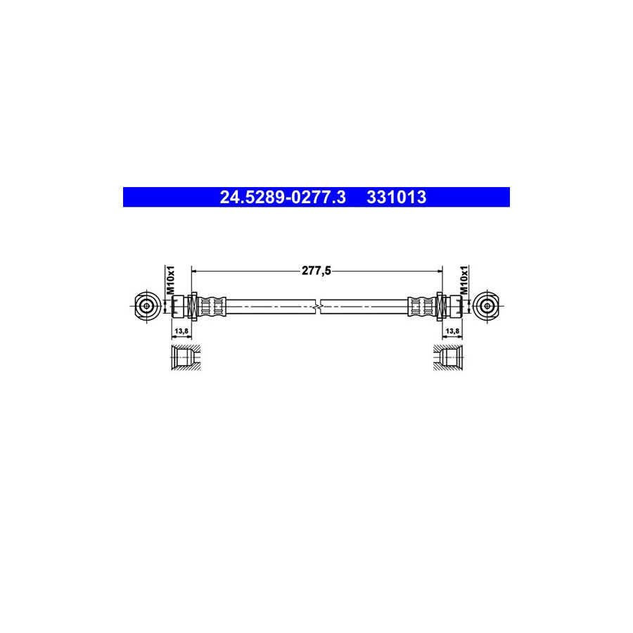 ATE 24 5289 0277 3 Brake Hose for HONDA CIVIC 277 5Mm M10X1
