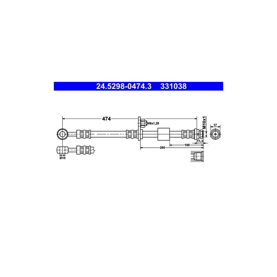 ATE 24 5298 0474 3 Brake Hose 474Mm M10X1 