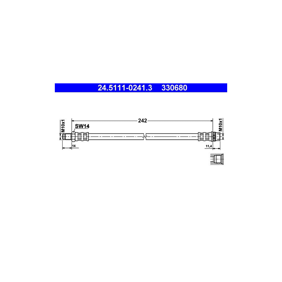 ATE 24 5111 0241 3 Brake Hose 242Mm M10X1 