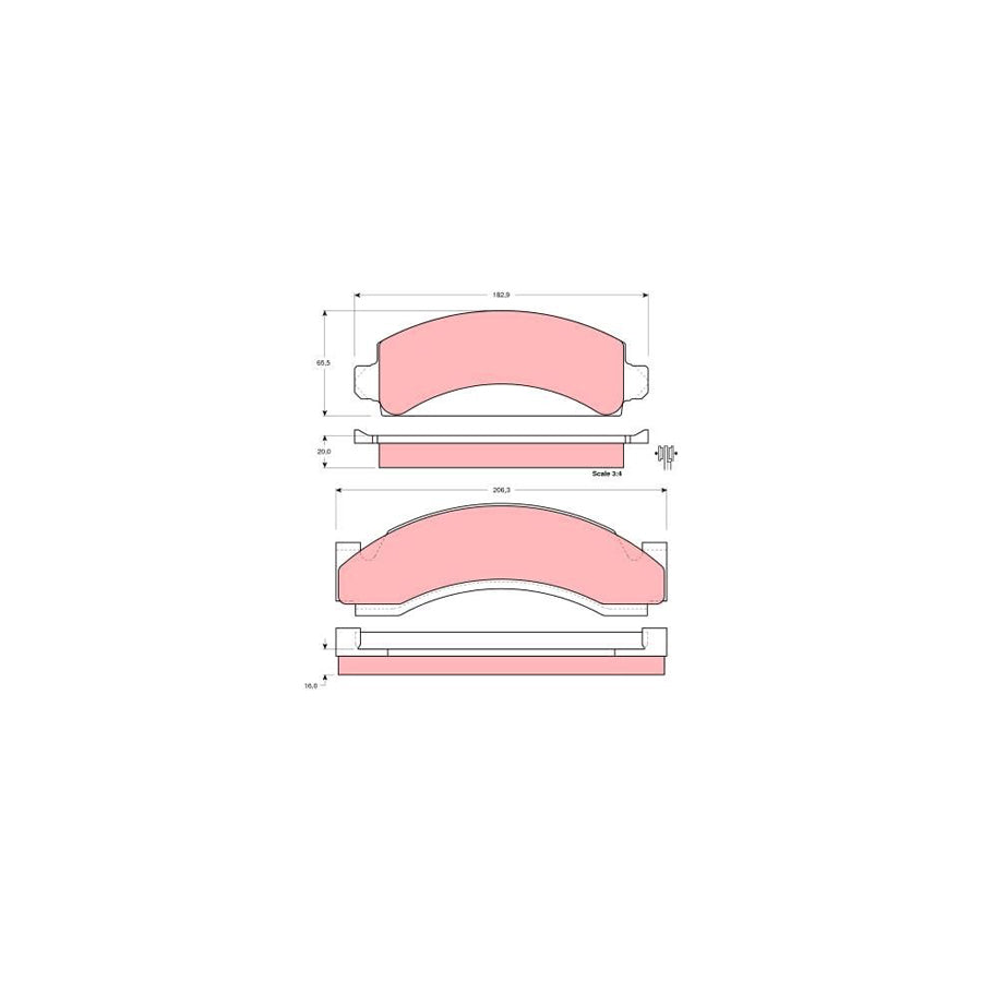 TRW Gdb4053 Brake Pad Set For Chevrolet G30 Box Incl Wear Warning Contact