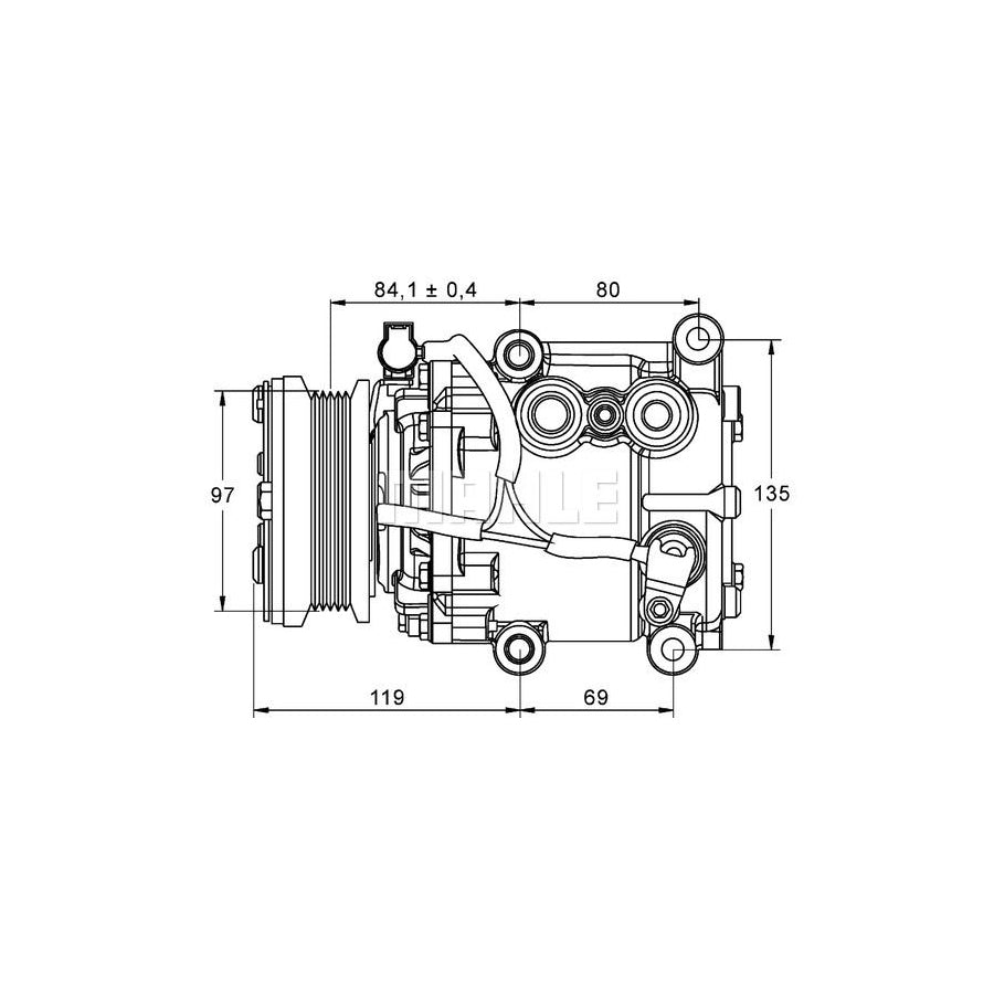 MAHLE ORIGINAL ACP 106 000P Compressor, air conditioning PAG 46, Refrigerant: R 134a, with seal ring