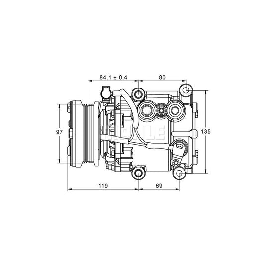 MAHLE ORIGINAL ACP 106 000P Compressor, air conditioning PAG 46, Refrigerant: R 134a, with seal ring