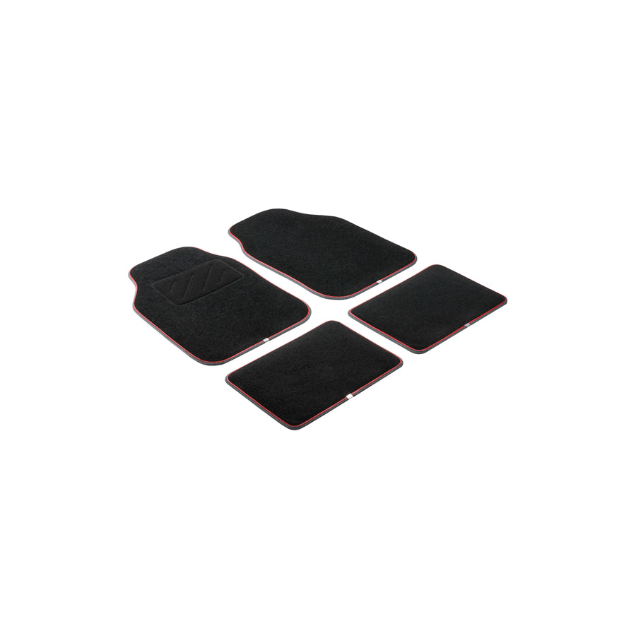 WALSER Universal fit, The Race 29007 Floor mat set PP (Polypropylene), Front and Rear, Quantity: 4, Black, Red