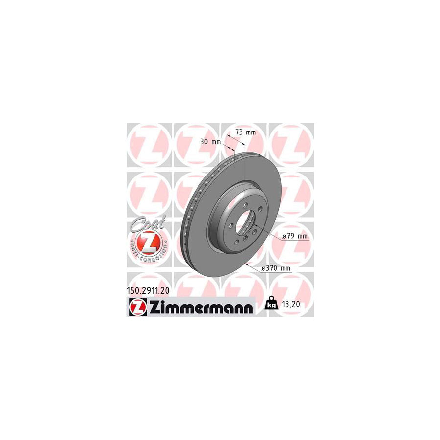ZIMmERMANN COAT Z 150 2911 20 Brake Disc Internally Vented Coated High carbon