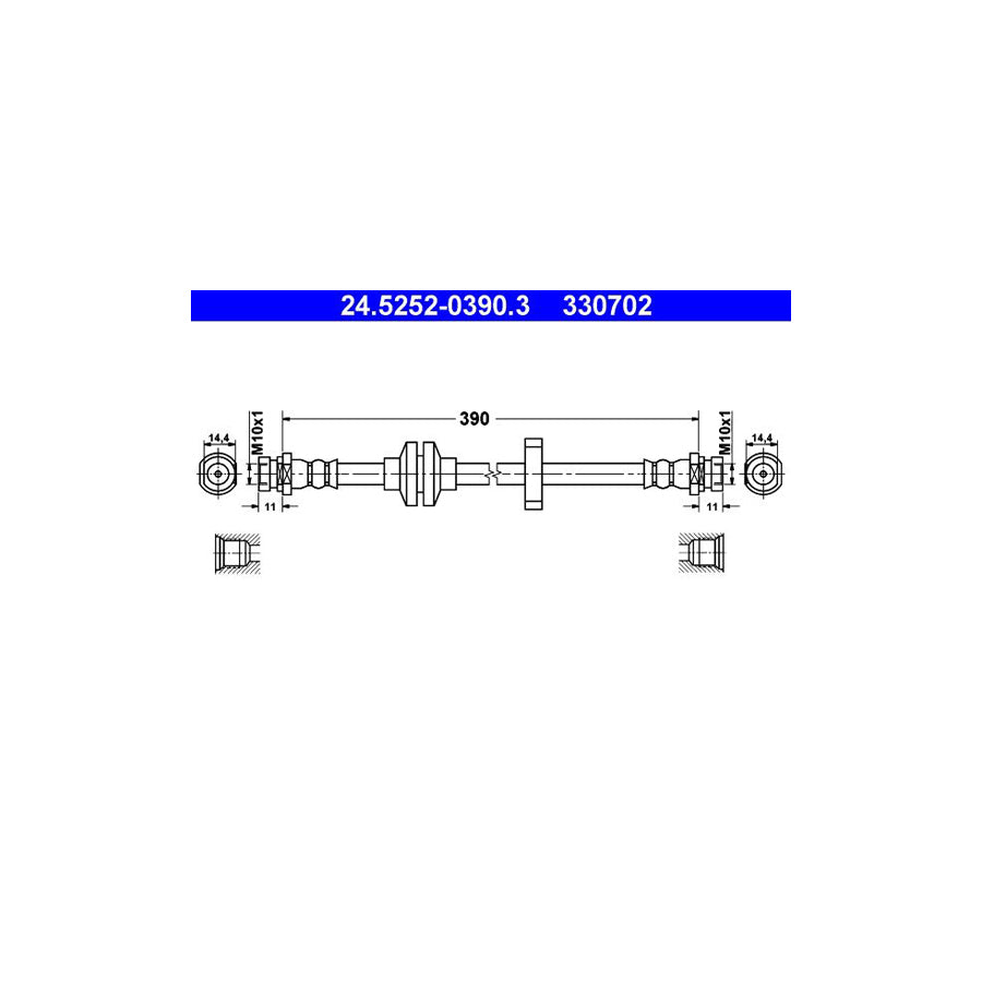 ATE 24 5252 0390 3 Brake Hose 390Mm
